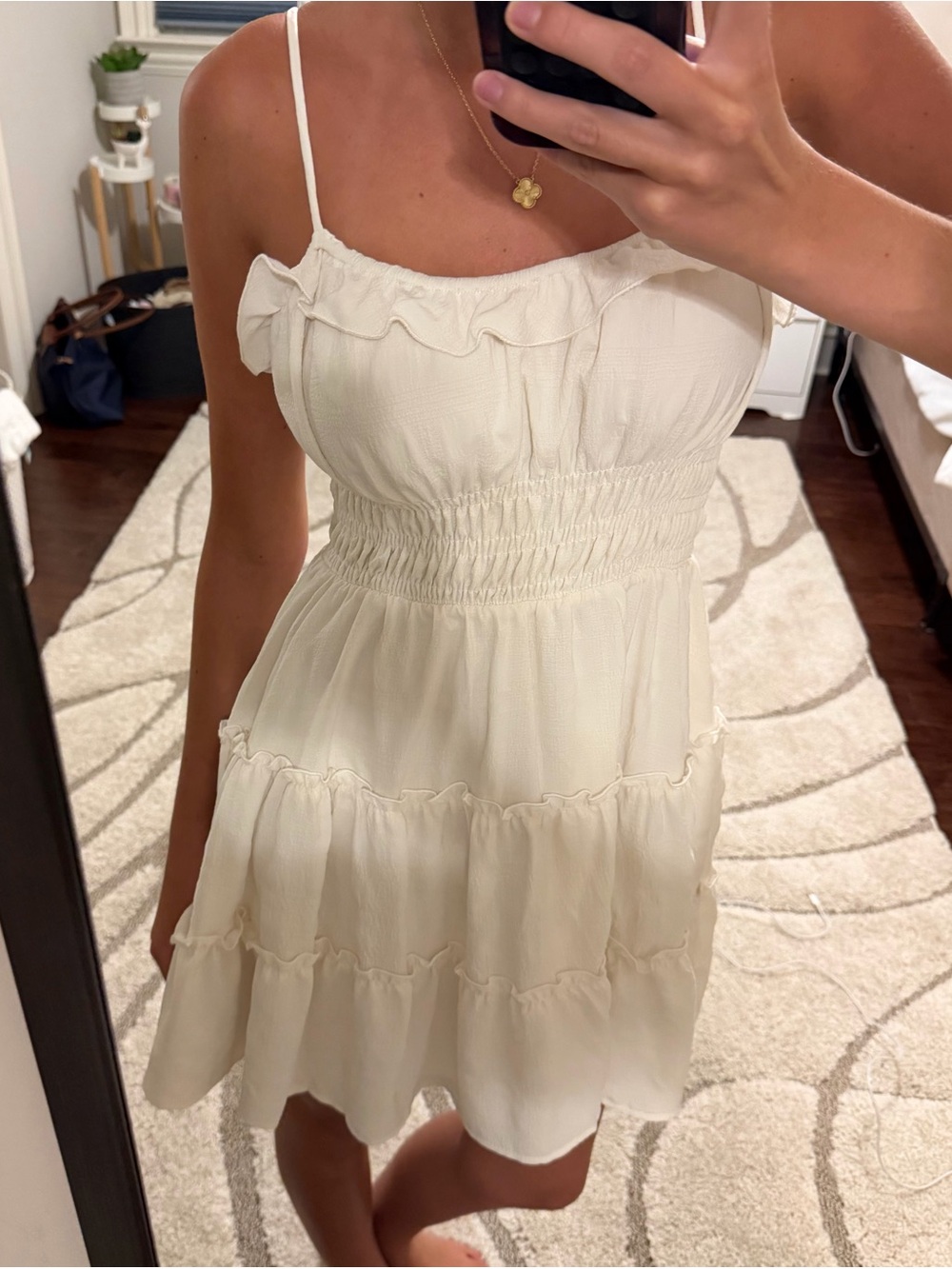 Altar'd State Cream Ruffle Tiered Mini Dress